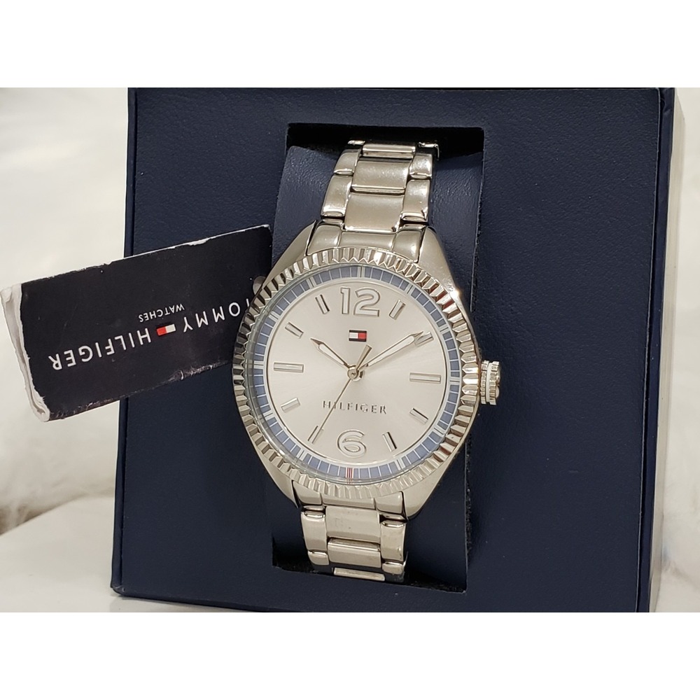NEW Tommy Hilfiger Chrissy Silver and Blue Dial Womens Watch